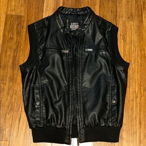 Eighty Eight Black Faux Leather Sleeveless Jacket